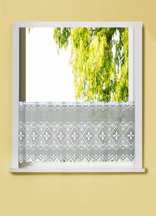 Korta gardiner - Kort gardin med stånggenomföring, i storlek 664 (kort jalusi,H30xW150 cm) till 836 (kort persienn,H50xW350 cm), i färg VIT