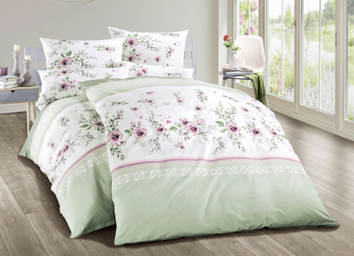Påslakanset - Jersey-sängkläder i 100% bomull, i storlek 111 (40/80 cm + 135/200 cm) till 412 (4-delat ekonomiset: 2x 80/80 cm + 2x 135/200 cm), i färg GRÖN Utsikt 1