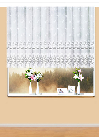 Blomsterfönstergardin med automatiska veck