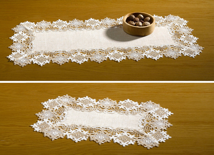 Heminredning - Smakfull bord- och vardagsrumsdekoration med linne, i storlek 101 (doily, 35/ 50 cm) till 404 (örngott, 40/ 40 cm), i färg LJUSBRUN Utsikt 1