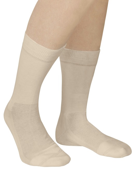 Kläder & strumpor - Två-pack komfortknästrumpor, i storlek 1 (37-39) till 3 (43–45), i färg BEIGE, I utförande Komfortsockor i tvåpack Utsikt 1