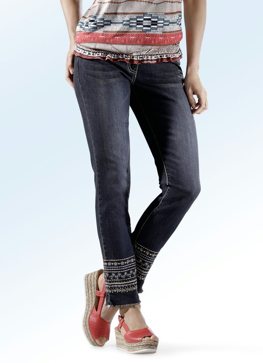 - Jeans med broderi i etnisk stil, i storlek 017 till 052, i färg ANTRACIT