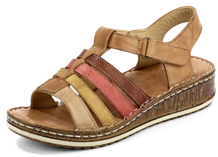 Sandaletter & slip in-skor - Gemini sandaler med remmar med praktisk kardborreband, i storlek 036 till 042, i färg COGNAC-FÄRGAD