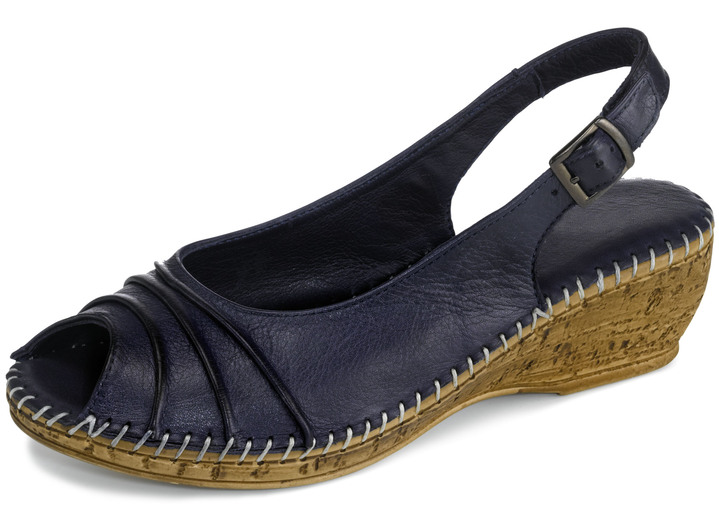 Sandaletter & slip in-skor - Sandaletter från Gemini med elegant veckdekor, i storlek 036 till 042, i färg MARIN Utsikt 1