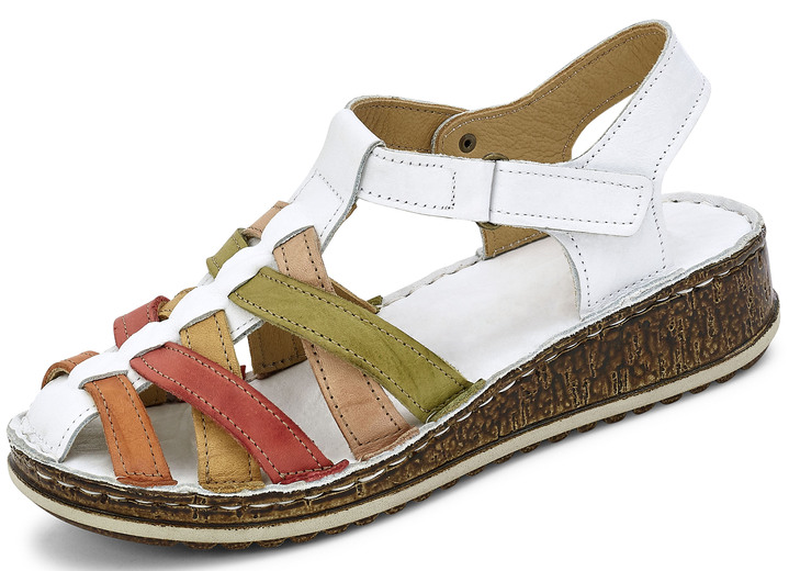 Sandaletter & slip in-skor - Gemini sandaler med remmar med en subtil skrynklig struktur, i storlek 036 till 042, i färg VIT-FÄRGERIGT
