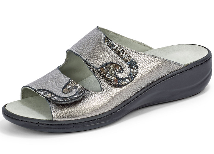 Sandaletter & slip in-skor - Mubbmulor med dekorativa inlägg, i storlek 036 till 042, i färg ANTIK BRONS Utsikt 1