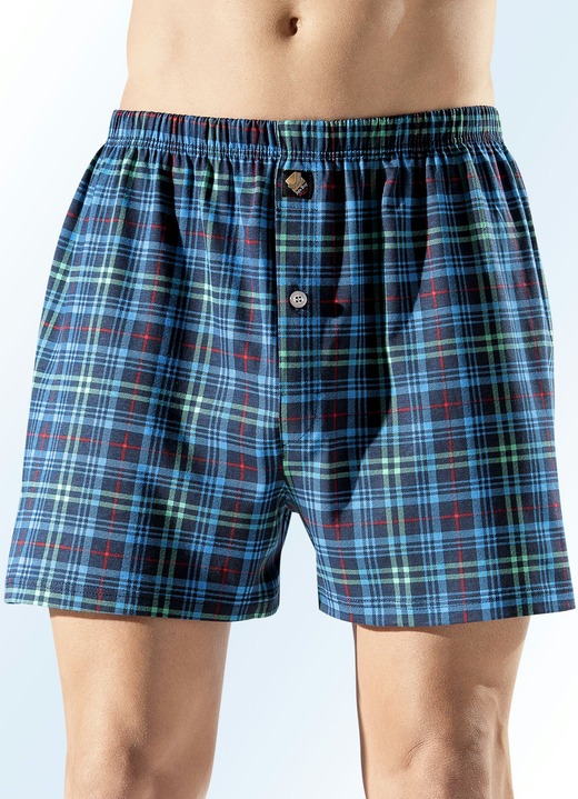Underkläder för män - Fyrapack rutiga boxershorts, i storlek 005 till 016, i färg 2X NAVYGRÖN-MULTIFÄRGAD, 2X NAVY-GUL-MULTIFÄRGAD