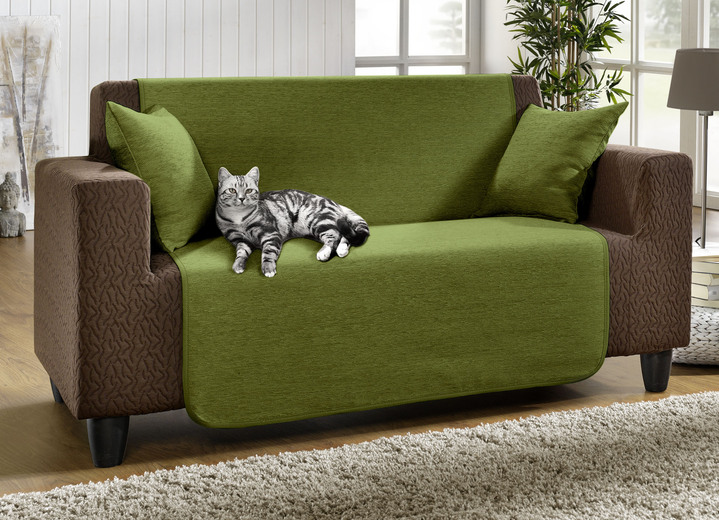 Prydnadskuddar & överdrag - Okänsliga fåtölj, soffa och armstödsskydd av chenille, i storlek 101 (överdrag till fåtölj, 50x150 cm) till 905 (2 örngott, 40x 40 cm), i färg GRÖN Utsikt 1