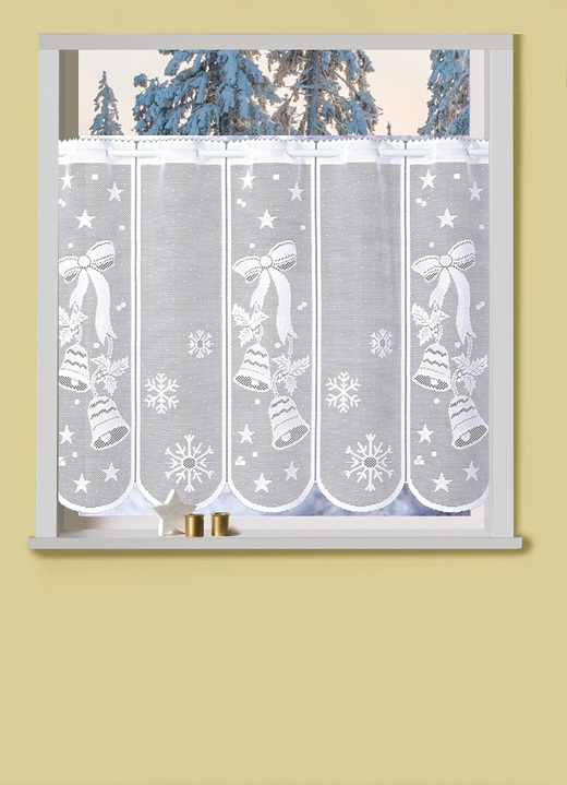 Korta gardiner - Kort gardinklocka med stånggenomdragning, i storlek 788 (H45xW105 cm) till 862 (H60xW150 cm), i färg VIT Utsikt 1