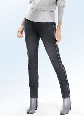 Jeans med elegant glänsande broderi