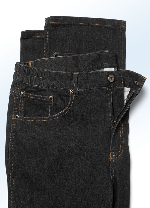 Jeans - Jeans med resårinfällningar i 3 färger, i storlek 024 till 062, i färg SVART Utsikt 1