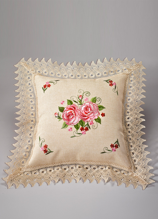 Hemtextil - Rumsdekoration med härligt blommotiv, i storlek 101 (löpare, 30/ 75 cm) till 404 (örngott 40x 40 cm), i färg ECRU Utsikt 1