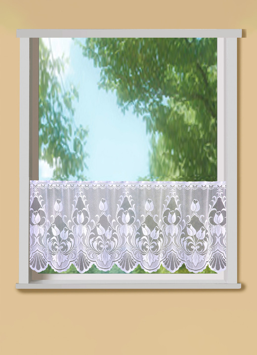 Klassisk - Kort gardin med stånggenomföring, i storlek 660 (H30xW100 cm) till 876 (H50xW150 cm), i färg VIT Utsikt 1