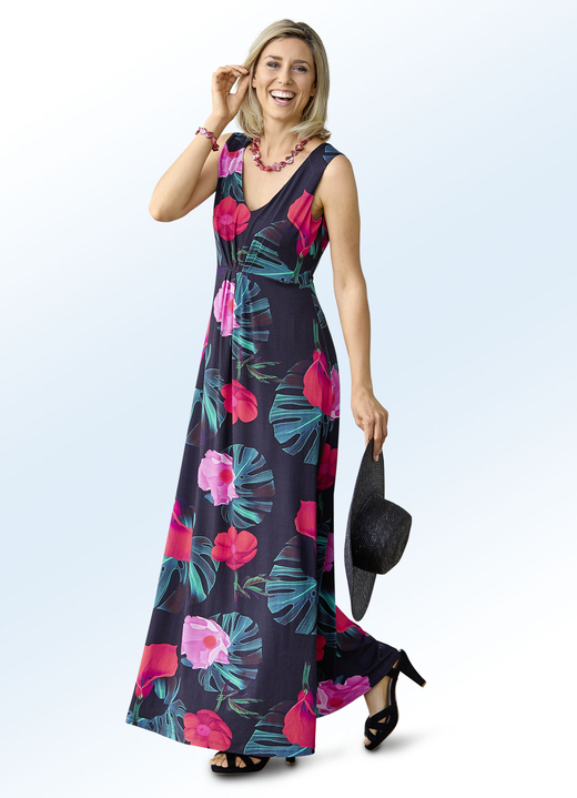 Aftonklänningar - Klänning med attraktivt blommigt tryck, i storlek 036 till 052, i färg SVART-FÄRGAD
