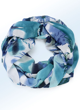 Loop-scarf med fantasiblommadesign