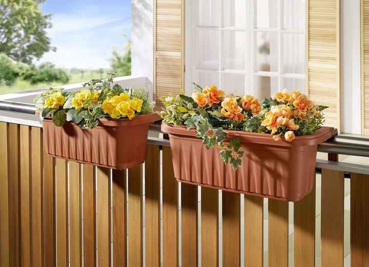 Blomkrukor & planteringskärl - Rondine balkonglåda, set om 2, i färg TERRAKOTTA Utsikt 1