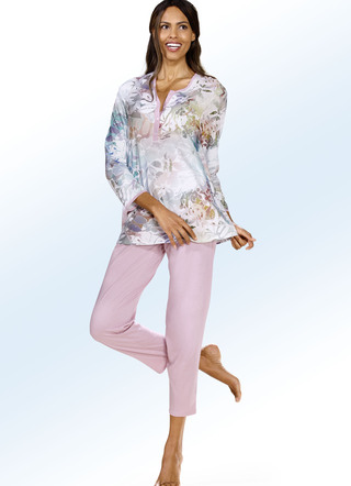 Långärmad pyjamas med 7/8-byxor