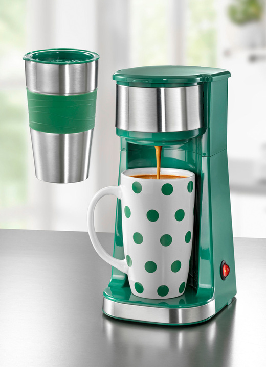 Elektriska köksapparater - Kaffemaskin inklusive termos och keramisk mugg, i färg GRÖN Utsikt 1