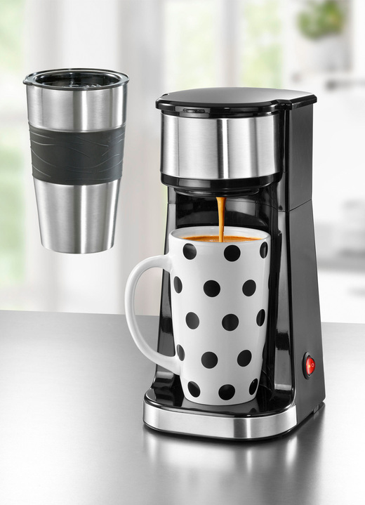 Elektriska köksapparater - Kaffemaskin inklusive termos och keramisk mugg, i färg SVART Utsikt 1