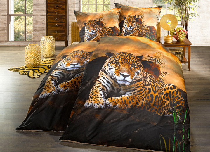 Påslakanset - Sängset med leopardmotiv, i storlek 112 (80/80 cm + 135/200 cm) till 115 (80/80 cm + 155/220 cm), i färg FÄRGRIK