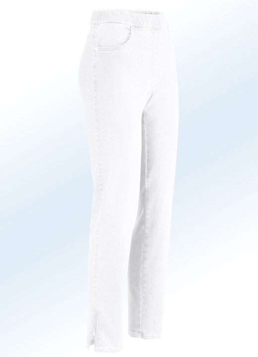 Byxor med resårlinning - Magiska jeans med hög stretchhalt, i storlek 019 till 058, i färg VIT Utsikt 1