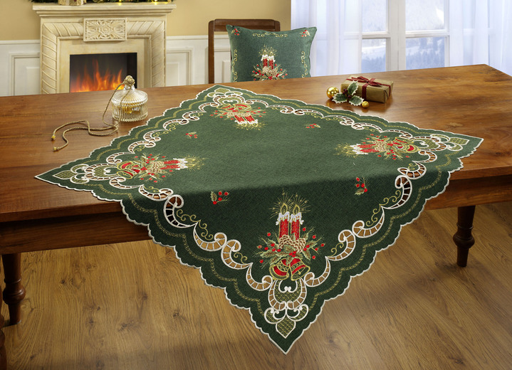Prydnadskuddar & överdrag - Julbord och rumsdekoration, i storlek 130 (2x oval placemat, 30/ 45) till 404 (örngott, 40/ 40), i färg GRÖN RÖD Utsikt 1