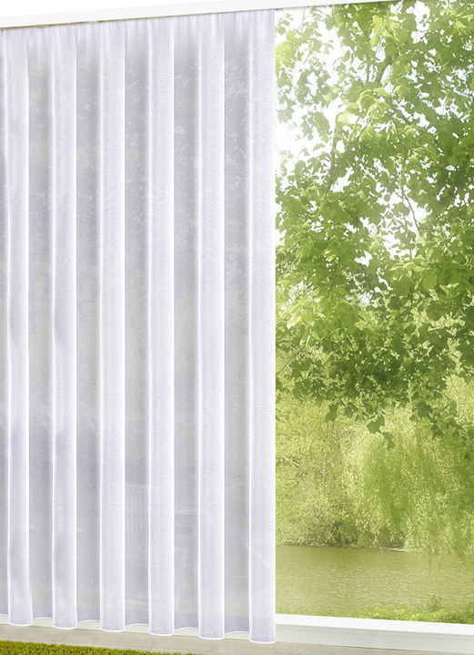 Gardiner - Något transparent persienn med automatiskt veckband, i storlek 140 (120x300 cm) till 298 (245x600 cm), i färg VIT Utsikt 1