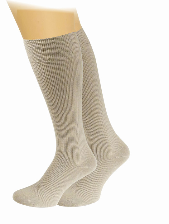 Kläder & strumpor - Vital-knästödstrumpor i trepack, i storlek 001 till 004, i färg BEIGE, I utförande med bomull Utsikt 1
