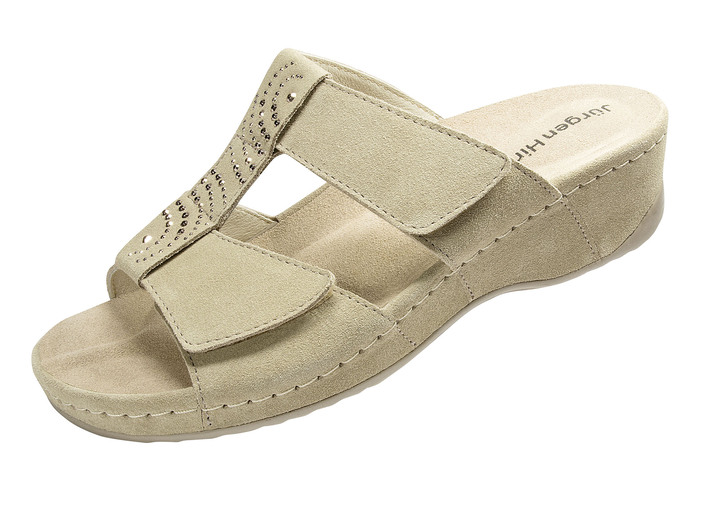 Sandaletter & slip in-skor - Kardborrspantolett i äkta läder, i storlek 036 till 042, i färg BEIGE Utsikt 1