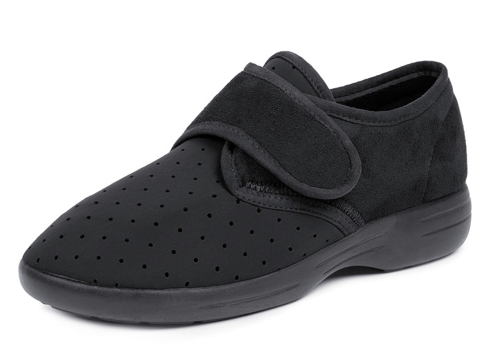Loafers & snörskor - Aerosoft® Flex stretch kardborretofflor från Jürgen Hirsch®, i storlek 036 till 046, i färg SVART Utsikt 1
