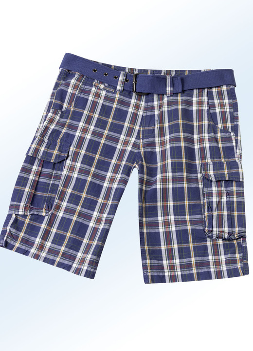 Shorts & bermudashorts - Bermudashorts med bälte och cargofickor i 2 färger, i storlek 024 till 060, i färg MARINVIT Utsikt 1