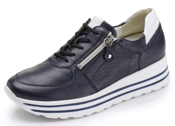 Damskor - Waldläufer, bekväma damsneakers, bredd H, med uttagbar fotbädd, i storlek 3 1/2 till 8, i färg MARIN Utsikt 1