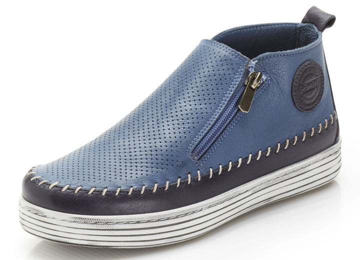 Damskor - Gemini bootie med dekorativ perforering, i storlek 036 till 042, i färg JEANS Utsikt 1