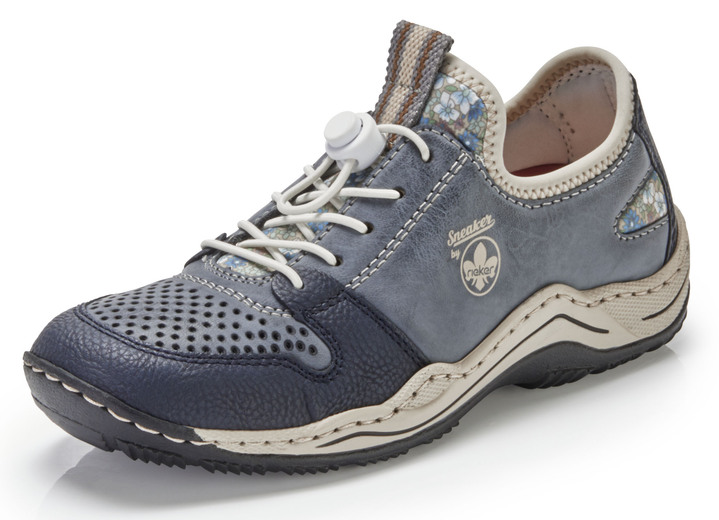 Sport- & fritidsskor - Sneakers från Rieker med snabbknäppning, i storlek 036 till 042, i färg DENIM BLÅ-BEIGE Utsikt 1