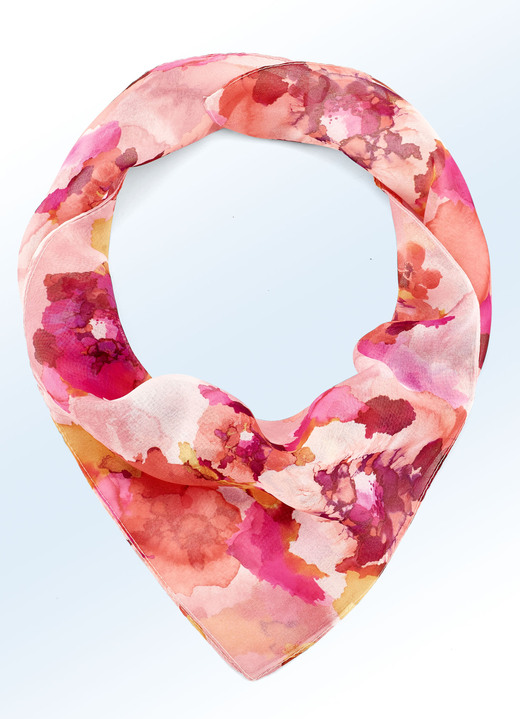 Tillbehör - Nicki-scarf med fantasimönster, i färg KORALL FÄRGERIGT Utsikt 1