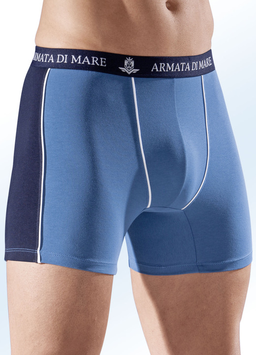Underkläder för män - 3-pack med vanliga byxor med kontrasterande insatser, i storlek 005 till 011, i färg 2X INDIGO-NAVY, 1X NAVY-INDIGO