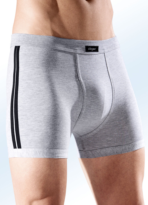 Underkläder för män - 3-pack byxor med slits, kontrasterande sidoränder, i storlek 005 till 011, i färg 2X GRÅMELERAD, 1X SVART