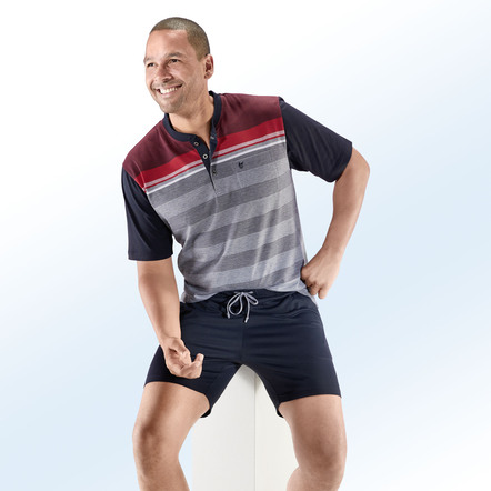 Hajo Klima komfortshorts med garnfärgad randig design, knappslå, bröstficka