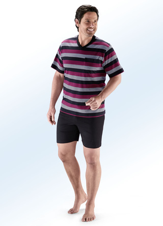Tvåpack med shorts med V-ringning, bröstficka och garnfärgad randig design