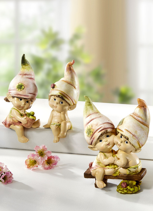 Figurer - Vårbarn med söta spetsiga hattar, i färg FÄRGRIK