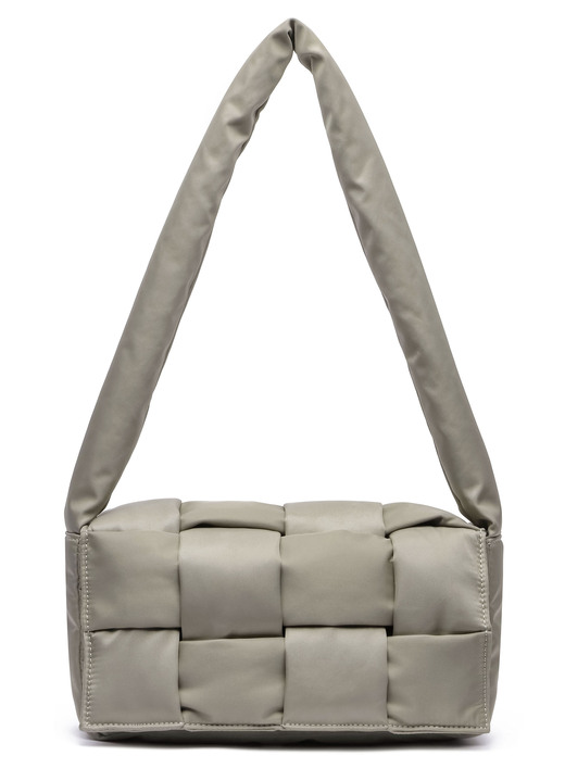 Väskor för kvinnor - Collezione Alessandro-väska tillverkad av känsligt glänsande textilmaterial, i färg TAUPE Utsikt 1