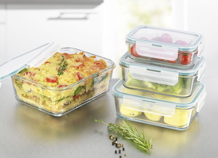 4-delat borosilikatglas burk set