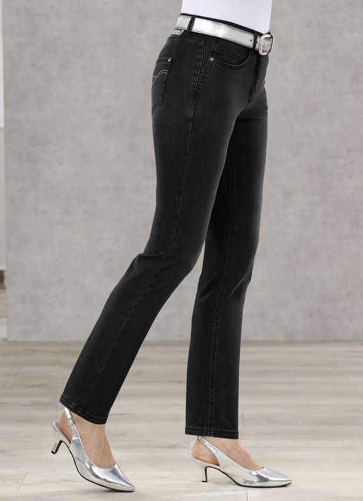 Jeans - Slimmande jeans i 5-ficksform, i storlek 018 till 052, i färg SVART Utsikt 1
