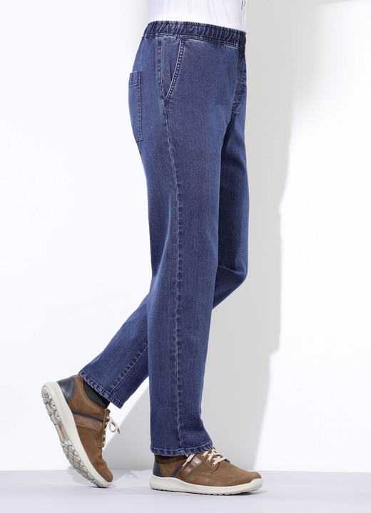 Jeans - Dra-på-jeans i 3 färger, i storlek 024 till 060, i färg JEANS BLÅ Utsikt 1