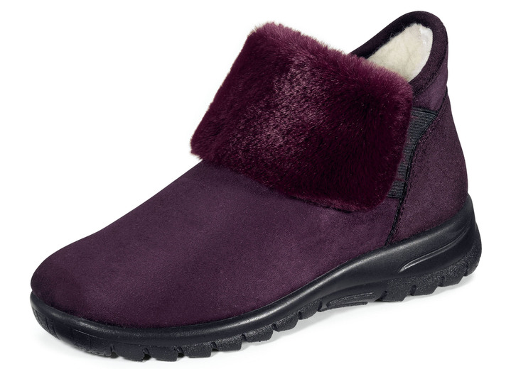 Tofflor - Laurina slip-on ankelboots med mysig plyschkant, i storlek 036 till 042, i färg AUBERGINE Utsikt 1