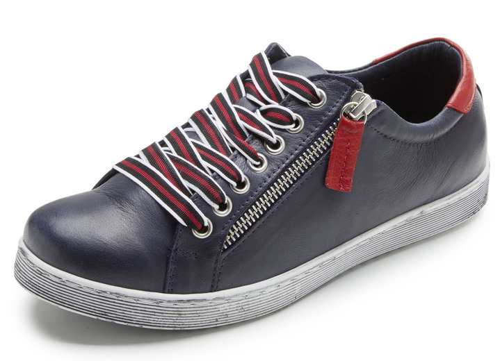Damskor - Andrea Conti sneakers med smart kontrastsnörning, i storlek 036 till 042, i färg MARINRÖD Utsikt 1
