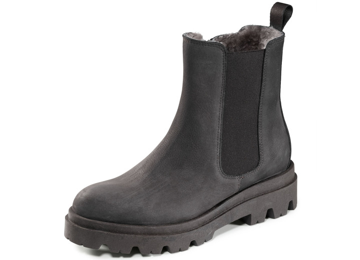 Damskor - Trendiga ankelboots med mysigt lammskinnsfoder, i storlek 036 till 041, i färg GRÅ Utsikt 1