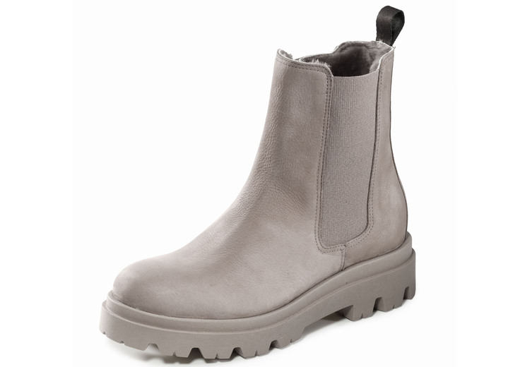 Damskor - Trendiga ankelboots med mysigt lammskinnsfoder, i storlek 036 till 041, i färg BEIGE Utsikt 1