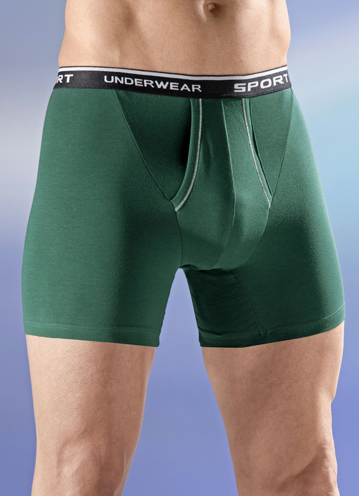 Underkläder för män - Trepack byxor med gylf, i storlek 004 till 010, i färg 1X GRAN GRÖN, 1X MARINBLÅ, 1X BORDEAUX