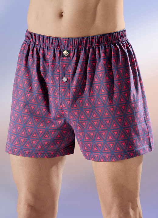 Underkläder för män - 4-pack boxershorts, resår i midjan, knäppt öppning, i storlek 004 till 012, i färg 3X RÖD-NAVY, 1X VANLIG NAVY